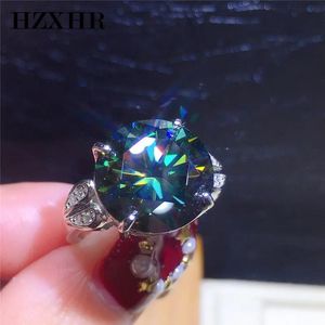 100% Real 5 Pass Diamond Tester Brilliant Cut Green Cow Head Ring For Women Classic 925 Bijoux en argent sterling240412