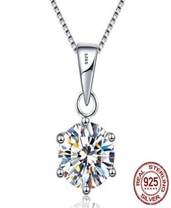 100 Real 925 Massief Zilveren Hanger Ketting Ronde Luxe 8mm 20ct Zirconia Diamanten Fijne Sieraden Voor Vrouwen Gift5131729