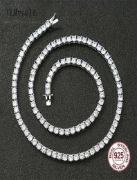 Plata de Ley 925 auténtica 100, collar de tenis de 4145515661CM, cadena de circón de 34mm, gargantilla Unisex, joyería fina 2202095775051