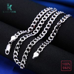 100% Real 925 Sterling Zilver 6mm Ketting Ketting Mannen Figaro Ketting Horse Whip Sieraden Trui Ketting Accessoires