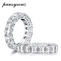 100% Echt 925 Sterling Zilver Emerald Cut Gemaakt Moissanite Diamond Engagement Trouwringen Vrouwen Fijne Sieraden Ring Cluster344o
