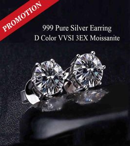 100% reëel 925 Sterling Silver Moissanite oorbellen 0,5-1 Caratcolor Stud voor vrouwen topkwaliteit Sparkling Wedding Jewelry8126861