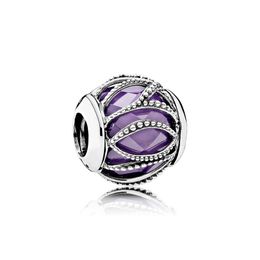 100% Real 925 Plata de ley Púrpura Claro CZ Crystal Charms con caja original Fit Pandora Silver Charms Pulsera Fabricación de joyas