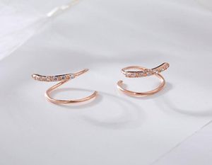 100 ECHTE 925 Sterling Silver Spiral Stud -oorbellen voor vrouwen Korea Rose Gold Geometric Ear Sieraden Kerstcadeaus YME5923691038