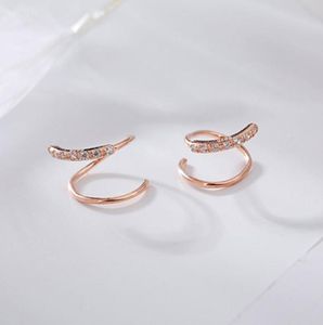 100 echte 925 Sterling Silver Spiral Stud -oorbellen voor vrouwen Korea Rose Gold Geometric Ear Sieraden Kerstcadeaus YME5927273207