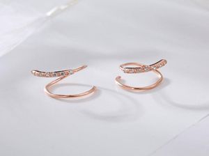 100 echte 925 Sterling Silver Spiral Stud -oorbellen voor vrouwen Korea Rose Gold Geometric Ear Sieraden Kerstcadeaus YME5924889511