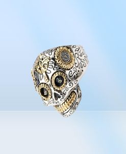 100 echte 925 Sterling Silver Vintage Rings for Men Women Gothic Punk Rock Mens Ring Skull Ring Jewelry9609786