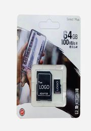 100 tarjetas de memoria de capacidad real C10U3 Tarjeta Micro TF SD de alta velocidad de 64 GB Clase 10 Tarjetas flash de 32 gb y 128 gb con paquete minorista 1756517