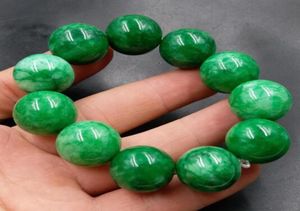 100 Real Green Jade Jadeite Pulsera 7a Patrón de esmeralda de mano tallada Flor Jade Bangles Banges Beads Bracelets6203981