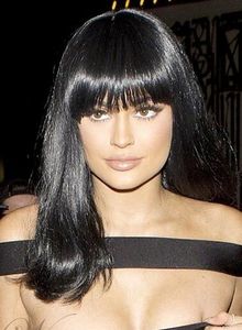 100% echt haar! Kylie Jenner Mooie Womens Medium Rechte Capless Haar Pruik