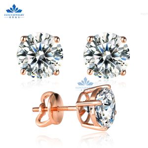100% echte Hpht Lab Grown Diamond Earring 10k 14k 18k Solid Gold gemaakt ronde geslepen oorbellen Stud voor vrouwen 1ct