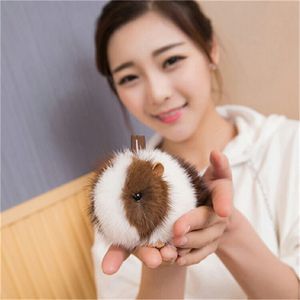 100% véritable fourrure de vison cochon gerbille souris pompon porte-clés téléphone sac breloque Pandent cadeau