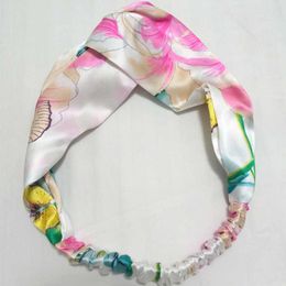 100% echte moerbei zijde hoofdband dame scrunchie multicolors haarband hoepel hoofddeksels wrap tulband make-up bandage bandanas x0722