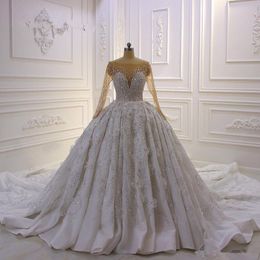 100% images réelles luxe manches longues dentelle appliqué robes de mariée Vinatge saoudien arabe dubaï musulman grande taille robe de mariée