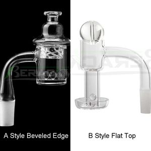 Beracky Two Styles Beveled Edge / Flat Top Terp Slurper Smoking Quartz Banger con vidrio Spinning Carb Cap 10mm 14mm 18mm Clavos macho hembra para Dab Rigs Bongs de agua