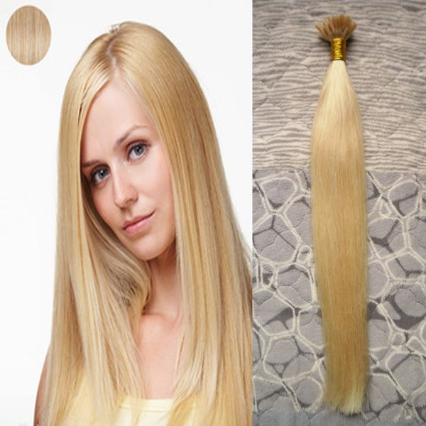 100% Real Remy Human U Tip Extensions de cheveux Extension de couleur pure Cheveux brésiliens blonds 100g par paquet Extensions de cheveux pré-collées