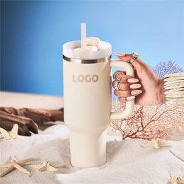 100% véritable quartz rose H2 0 gobelets 40oz Adventure Quencher tasses de voiture isolées en acier inoxydable bouteilles d'eau thermos avec logo249a