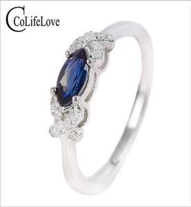 100 Real Sapphire Silver Ring pour un engagement 3 mm 6 mm marquise coupé saphir anneau solide 925 Silver Sapphire Fine Jewelry3219916
