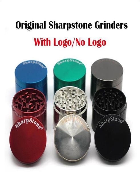 100 Real Sharpstone Grinders Metal Ally Herb Herb Flat and Concave Grinders Tobacco Sharp Stone Grinders 4 couches 40 50 55 63 mm Big GR1908631