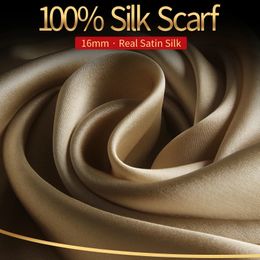 Mujeres de bufanda de seda 100% real Bufandahangzhou Silk Skwlswraps for Lady Solid Tecklefief Natural Silk Satin Fe -Femme 240407