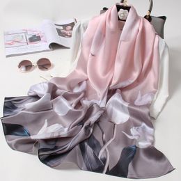 100% véritable foulard en soie femmes de luxe mouchoir foulard imprimé Hangzhou châle en soie naturelle doux Long foulard Foulard Femme 240323