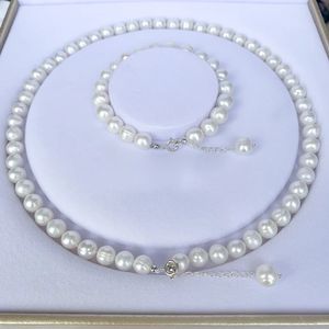100% S925 argent perle ensembles de bijoux naturel perle d'eau douce Bracelet colliers pour les femmes mode anniversaire de mariage cadeau 240119