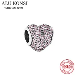 100% S925 Sterling Silver Reflective Bead Charm Car Love Heart Flower Fit The Original Pan Woman Bracelet Sieraden