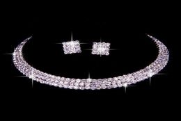 100 Identique à l'image Classic Rhinestone Jewelry Set Wedding Bridal Collier and Orees Brows Po Bride Evening Prom Party Homecoming A7003597