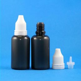 100 Juegos 1 OZ 30ml Plástico Cuentagotas Botellas NEGRAS Tapas a prueba de manipulaciones Puntas largas y delgadas LDPE E Vapor Cig Liquid 30 mL Smais