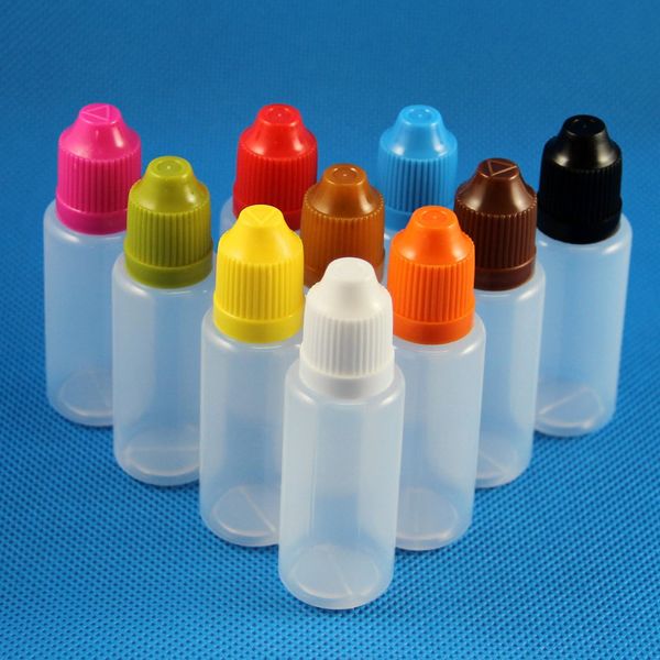 100 Ensembles 20 ml (1 oz) Flacons compte-gouttes en plastique Bouchons anti-enfants Embouts LDPE pour E Vapor Cig Liquid 20 ml