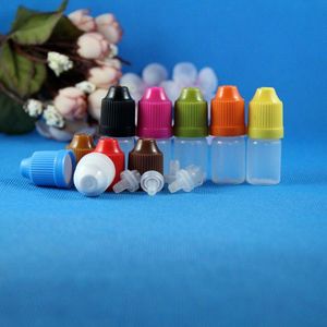 100 Sets 3 ml (1/10 oz) Plastic Druppelflesjes KIND Proof Safe Caps Tips LDPE Weerstand E Vapor Cig Vloeistof 3 ml Cagpw
