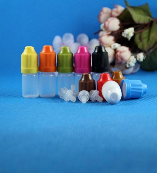 100 Ensembles 3ml 110 oz Flacons compte-gouttes en plastique CHILD Proof Safe Caps Tips LDPE Resistance E Vapor Cig Liquid 3 ml4310080