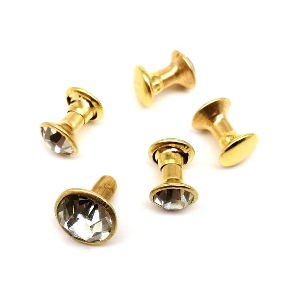 100 sets de latón plateado dorado 6 mm 8 mm checo cristal riñón decoración de remache diamante stud stat para bolso de cuero chaqueta de zapato gorro de bricolaje