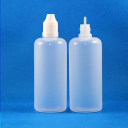 100 ensembles/lot 100 ml flacons compte-gouttes en plastique à l'épreuve des enfants longue pointe mince PE sans danger pour e liquide vapeur Vapt jus e-Liquide 100 ml Unvod