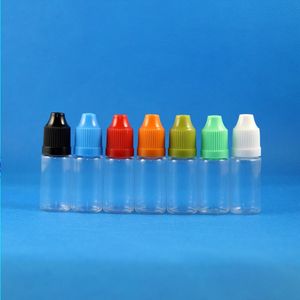 100 conjuntos/lote 10ml PET Plástico Conta-gotas Garrafas à prova de criança Long Thin Tip e Vapor líquido Vapt Juice Oil 10 ml Lfcii