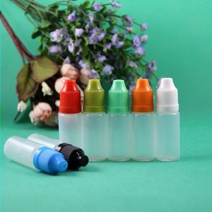 100 Sets/partij 10 ml Plastic Druppelflesjes Kindveilige Lange Dunne Tip PE Veilig Voor e Vloeibare Damp Vapt Sap e-Liquide 10 ml Xilht