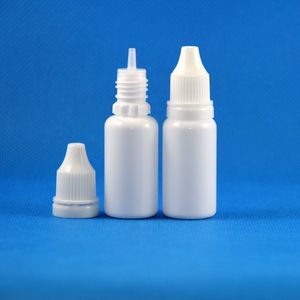 100 ensembles/lot 15 ML flacons compte-gouttes en plastique blanc avec de longs embouts fins bouchons de preuve inviolables HDPE souple compressible stocker les liquides 15 mL