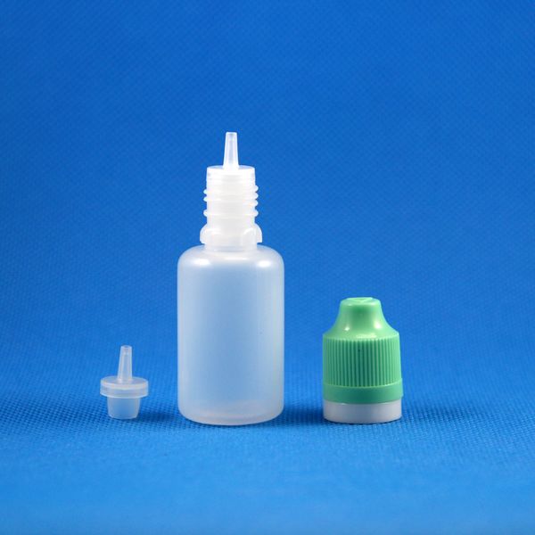 100 juegos/lote 20 ml 2/3 OZ botellas cuentagotas de plástico exprimibles a prueba de manipulaciones tapas dobles a prueba de niños puntas separables largas y delgadas contenedor de tarro de líquido para ojos de aceite 20 ml