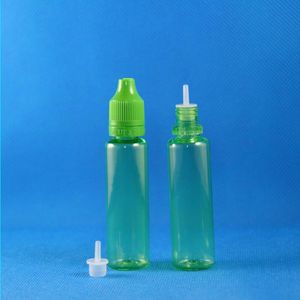 100 Ensembles/Lot 25 ml UNICORN GREEN Flacons compte-gouttes en plastique Résistant aux enfants Inviolable Longue Pointe Fine e Liquide Vapeur Jus e-Liquide 25 ml Lhfh