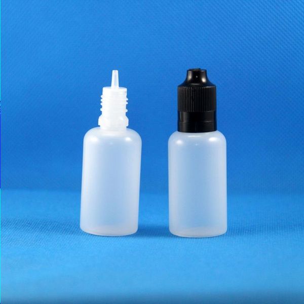 100 Sets / Lot 30ml PE Flacons compte-gouttes en plastique Tamper Evident Child Double Proof Caps Long Thin Needle Tips e Vapor Cig Liquid 30 mL Botnh