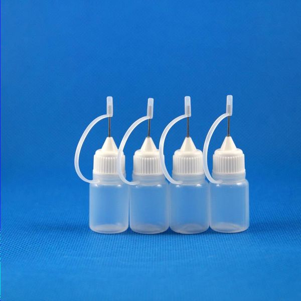 100 Sets / Lot 5ml Frascos cuentagotas de plástico Tapas de agujas de metal Puntas seguras de goma Líquidos LDPE E Aceite de jugo de vapor líquido 5 ml Jclmx