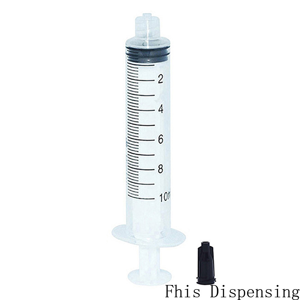 100 sets / lot Dispensing Syringes 10cc 10ml Plastic with tip cap