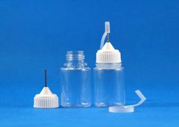 100 sets Veel 10 ml PET-doorzichtige plastic druppelflessen Metalen naalddoppen Rubberen veilige tips Vloeistoffen E-damp Vape-sapolie 10 ml3230872