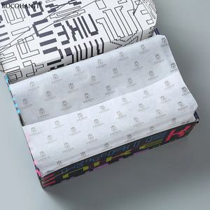 Papel de seda personalizado de 100 sábanas con papel de envoltura de color blanco rosa negro estampado para envases de ropa Bouquet Regalo Wrap 240426