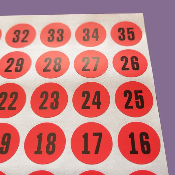 100 hojas de diámetro 16 mm 1 a 35 Etiqueta de papel redonda Adhesivo con números arábigos para el hogar Oficina Escuela Cosas Números de pedido Marca Documentos Etiqueta