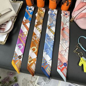 100% seda de alta calidad H bufanda sarga larga y delgada corbata estrecha Mango envolvente Serpentina de seda enviar regalos con la mano 240322