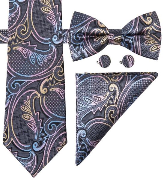 100 soie Mens Tie Designer TieNovel paisle cravate avec noeud papillon tissé avec mouchoir poignets robe de mariée mode LH0711 D04548695230