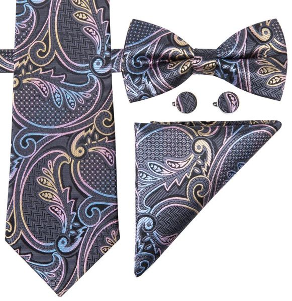 100 soie Mens Tie Designer TieNovel paisle cravate avec noeud papillon tissé avec mouchoir poignets robe de mariée mode LH0711 D04541883252