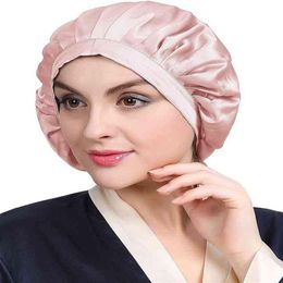 100% Silk Night Sleep Cap Sleeping Hat 19 Momme Soft For Women Hair Beauty met verstelbare elastische lint Y220222254E