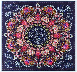 100 écharpe de soie femme mode espagnol colloufle floral cicarbe carré plage bandana femelle bandana accessoire 100cm1005721028